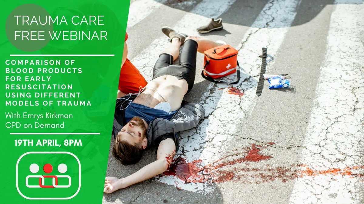 Don't miss this Wednesday's #CPD #webinar with Emrys Kirkman, where we compare different blood products used in early resuscitation &amp; using them in different models of trauma. 
With guaranteed quality learning, you don't want to miss out! To register go to buff.ly/405E48D