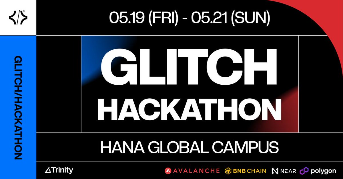 [아발란체, 글리치 해커톤의 트랙 파트너로 참여]

"한계를 넘어서다"란 주제로 Trinity Studio가 주관하는 <a href="/GlitchHackathon/">GLITCH</a> 에 아발란체가 공식 트랙 파트너로 참여합니다.

본 해커톤은 웹3에 관심이 있는 개발자, 기획자, 디자이너라면 누구나 참여할 수 있습니다. 

해커톤 세부 내용 확인하기👇