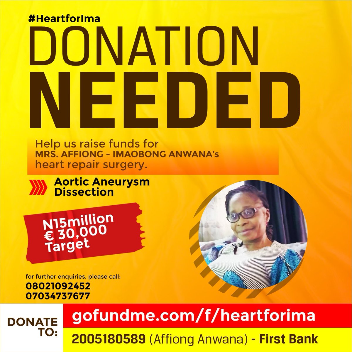SirFrank_'s tweet photo. The medical report updates from the cardiologists are scary at this time.
We have managed to raise about 2m and would need ~ 13m more urgently.
Pls help keep my mum alive and well again. Pls. ๐
2005180589
Affiong Anwana
First Bank
#Share #RT #Donate @papilokanu #HeartforIma https://t.co/7TV0AvI9Lx