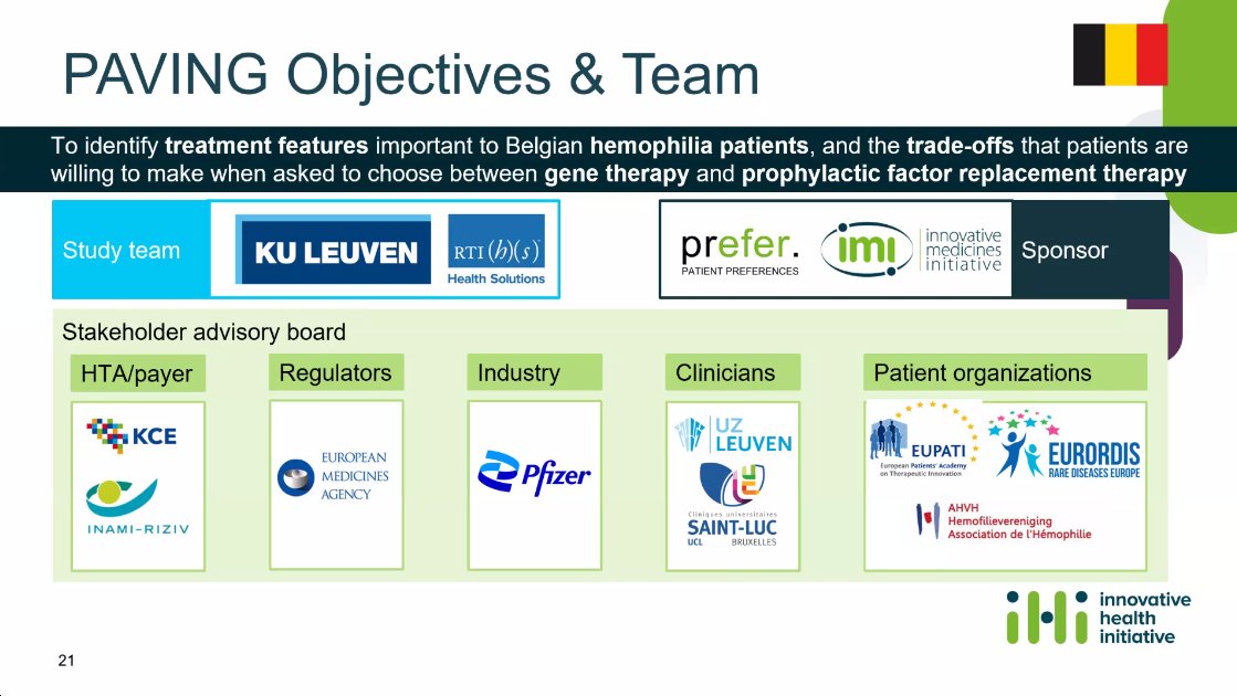 Innovative Health Initiative (@ihieurope) on Twitter photo .<a href="/van_overbeeke/">Eline van Overbeeke</a> played a key role in the <a href="/IMI_PREFER/">PREFER: patient preferences</a> project's PAVING study which explored what matters to Belgian haemophilia patients
#ResearchImpactIMI .<a href="/van_overbeeke/">Eline van Overbeeke</a> played a key role in the <a href="/IMI_PREFER/">PREFER: patient preferences</a> project's PAVING study which explored what matters to Belgian haemophilia patients
#ResearchImpactIMI