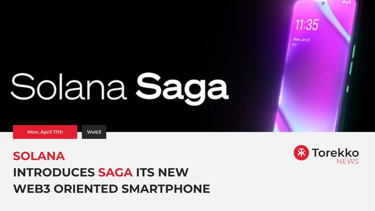 torekkonews's tweet photo. Solana has unveiled "Saga", its first Web3-oriented smartphone that will host the Solana ecosystem's main decentralized applications.
#Solana #saga #Web3smartphone #decentralized #applications https://t.co/xM7yjQ5fYK