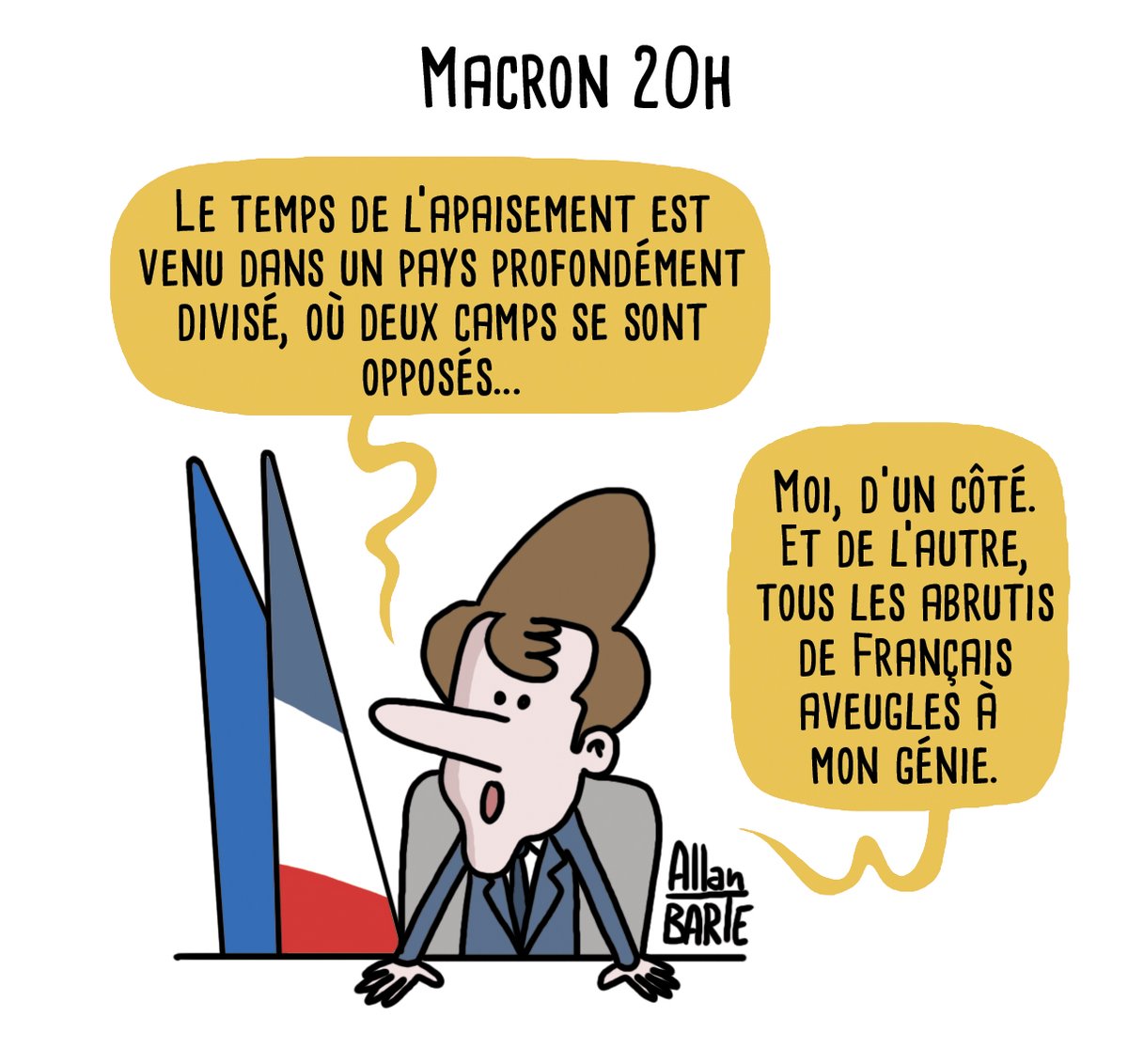 Pour ceux qui participeront ce soir à 20h aux concerts de casseroles devant  les mairies, je vous fais un petit résumé de l'intervention de Macron  en avance.
#RéformedesRetraites #Macron #Macron20h #macron20

Pour précommander le recueil de mes dessins
▶️fr.ulule.com/macronie6/