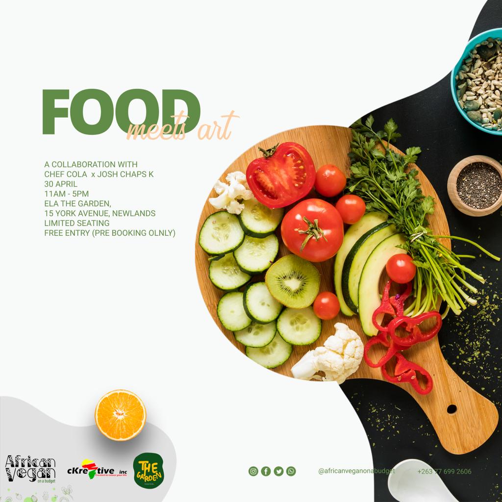 FOOD meets ART

A Collaboration with

Chef Cola × Josh Chaps k - the paint doctor 

30 April Harare Zimbabwe 🇿🇼

11am - 5pm

Limited seating FREE entry (Pre bookings ONLY)