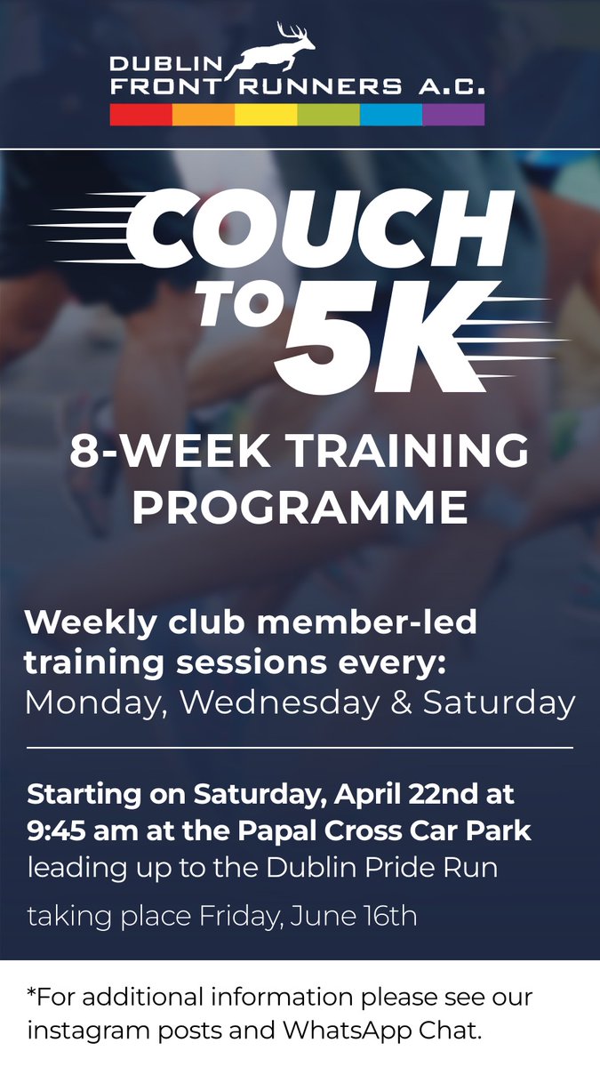 Are you ready to embark on a journey towards a healthier and more active lifestyle? If so, we’re excited to invite you to join our Couch to 5K programme, an 8-week training plan that will take place in the Phoenix Park. JOIN US ON SATURDAY, NO REGISTRATION NEEDED 🏳️‍🌈🏳️‍⚧️