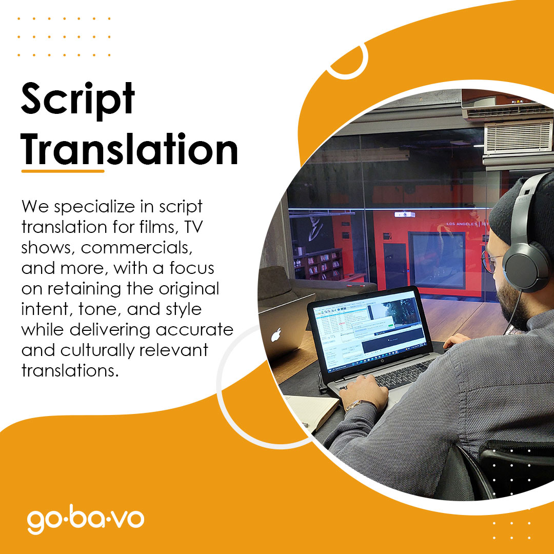 gobavouniverse's tweet image. We specialize in script translation for films, TV shows, commercials, and more, with a focus on retaining the original intent, tone, and style while delivering accurate and culturally relevant translations.

#gobavo #scripttranslation #translation #dubbing