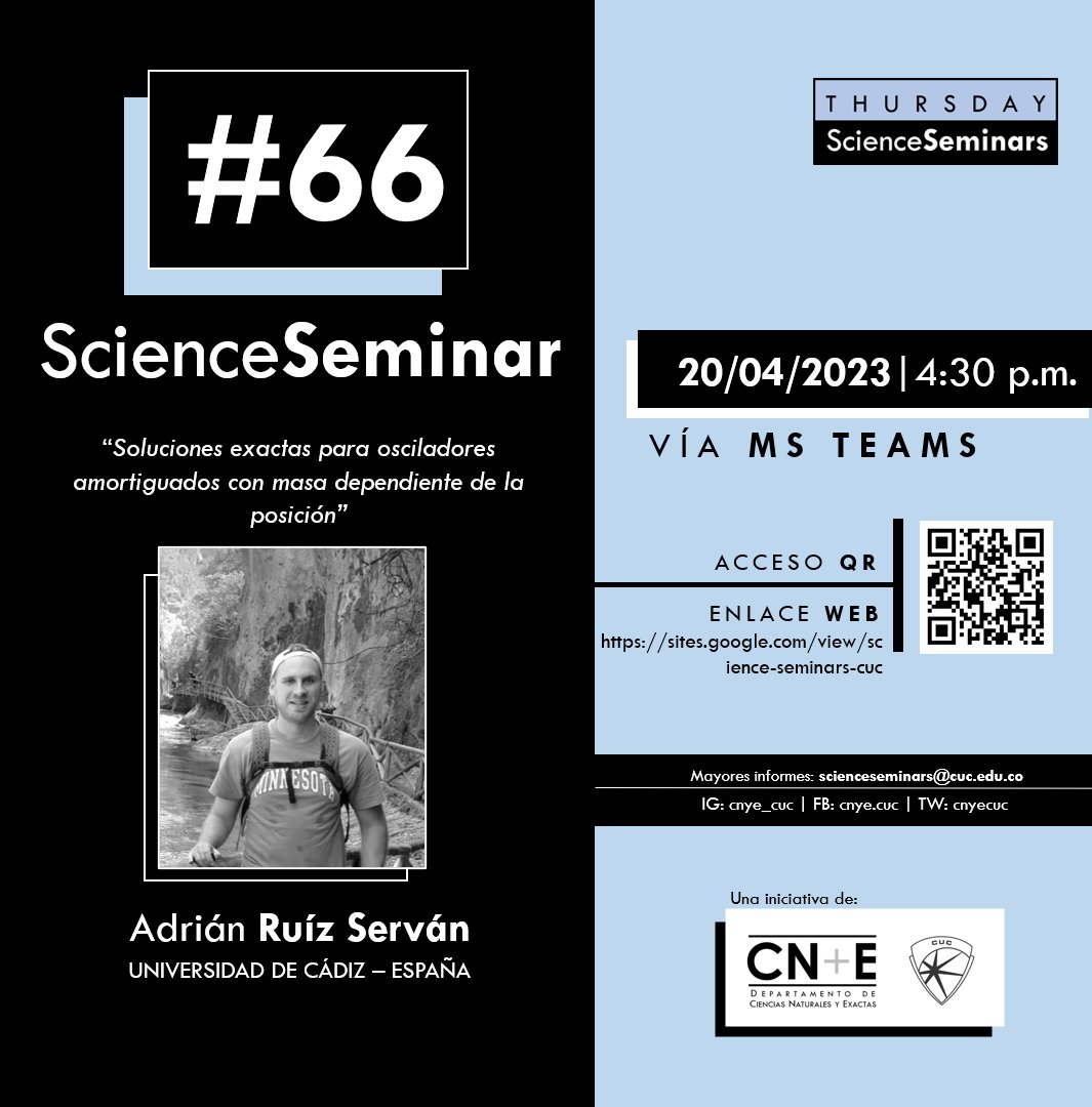 cnyecuc's tweet photo. El #ThursdayScienceSeminar número 66 será con el profesor Adrian Ruiz Sevan de la Universidad de Cádiz (España).
Visita el enlace en nuestra bio (o escanea el QR) para registrarte al evento.
¡Te esperamos! https://t.co/N6LBalsPAw