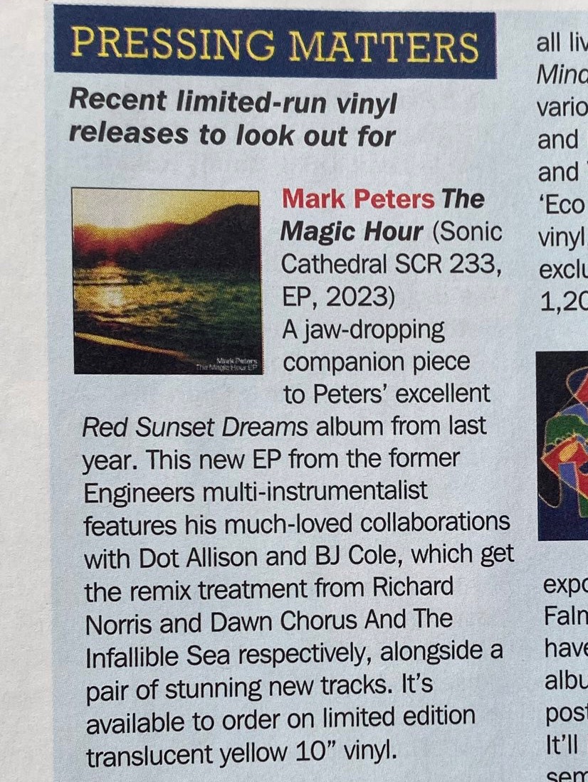 Very nice review of 'The Magic Hour' e.p by @charlieashcroft for @RecCollMaghere. Buy the magazine : recordcollectormag.com