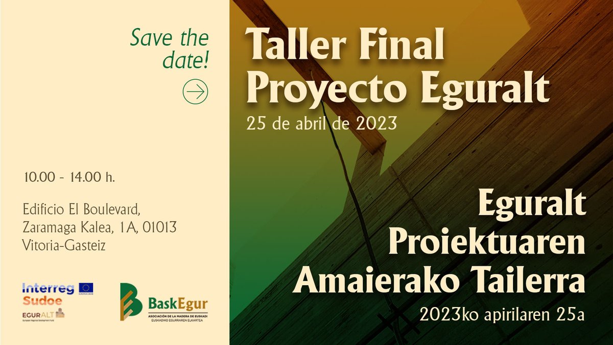 Baskegur's tweet photo. El próximo 25 de abril realizaremos el Taller Final del Proyecto @eguralt
La jornada, organizada por @Baskegur y con #Visesa como anfitriona, será en formato presencial a partir de las 10:00 horas.
¡Apúntate!
https://t.co/y7M2dQ4zgR
#Baskegur #GureZura https://t.co/Vnzu2UdyM0