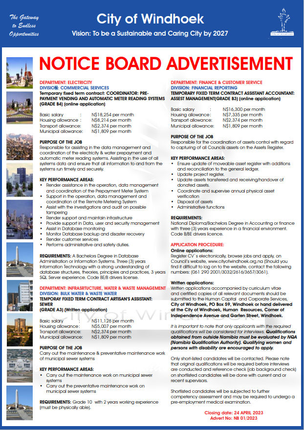 CoWMunicipality's tweet photo. The following fixed-term vacancies are available on our website here: https://t.co/4arNKHzANN https://t.co/WXmCvPnJjz