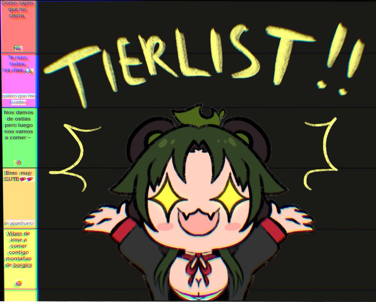Elaik_VT's tweet photo. ✨[Pon a tu vtuber aquí abajo!]✨

En el próximo strimu estaré haciendo una tierlist con vosotros 💃🏻💚💚💚
____________
#Elaikart #Obakeyart #Tanuki #Vtuber #Vtuber #VtuberES https://t.co/zse14XeQRD