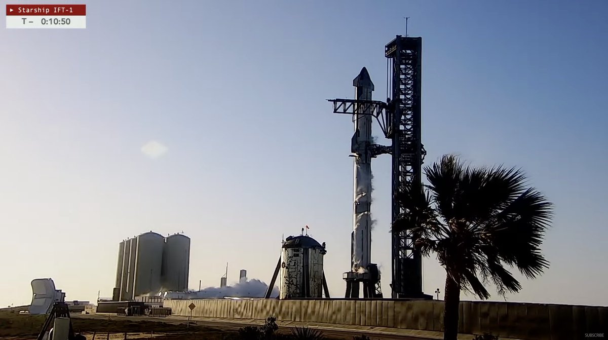 SpaceflightNow's tweet photo. SCRUB. There will be no launch of Super Heavy and Starship today. SpaceX is continuing the countdown as a dress rehearsal until the final seconds. https://t.co/byrrR5k5dp https://t.co/I8c44YCLQp