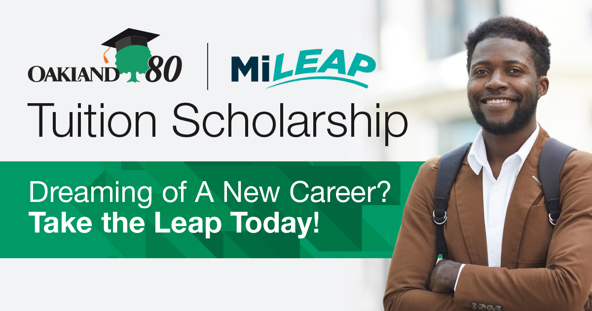 Since the launch of #OaklandCounty's #Oakland80 initiative, residents with a post-secondary credential have gone from 61% to 67.5%. Resources like the Oakland80 Tuition #Scholarship help us keep these numbers #AllWaysMovingForward. Apply at bit.ly/3Kw3hU9🎓