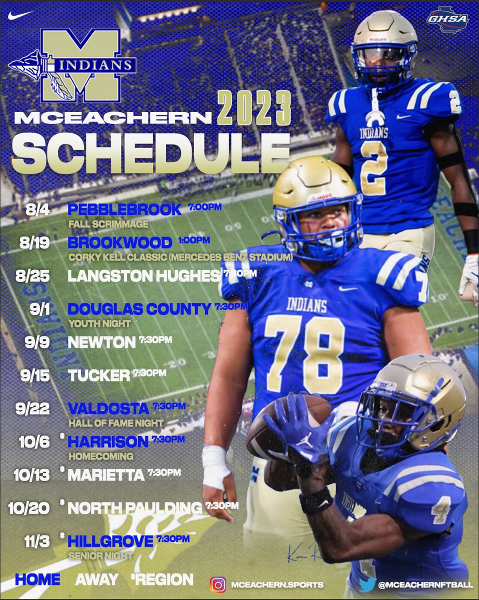 McEachernFtball's tweet photo. 2023 Football Schedule! 

#Tribe | #jOURney https://t.co/OOGJ3MMR03