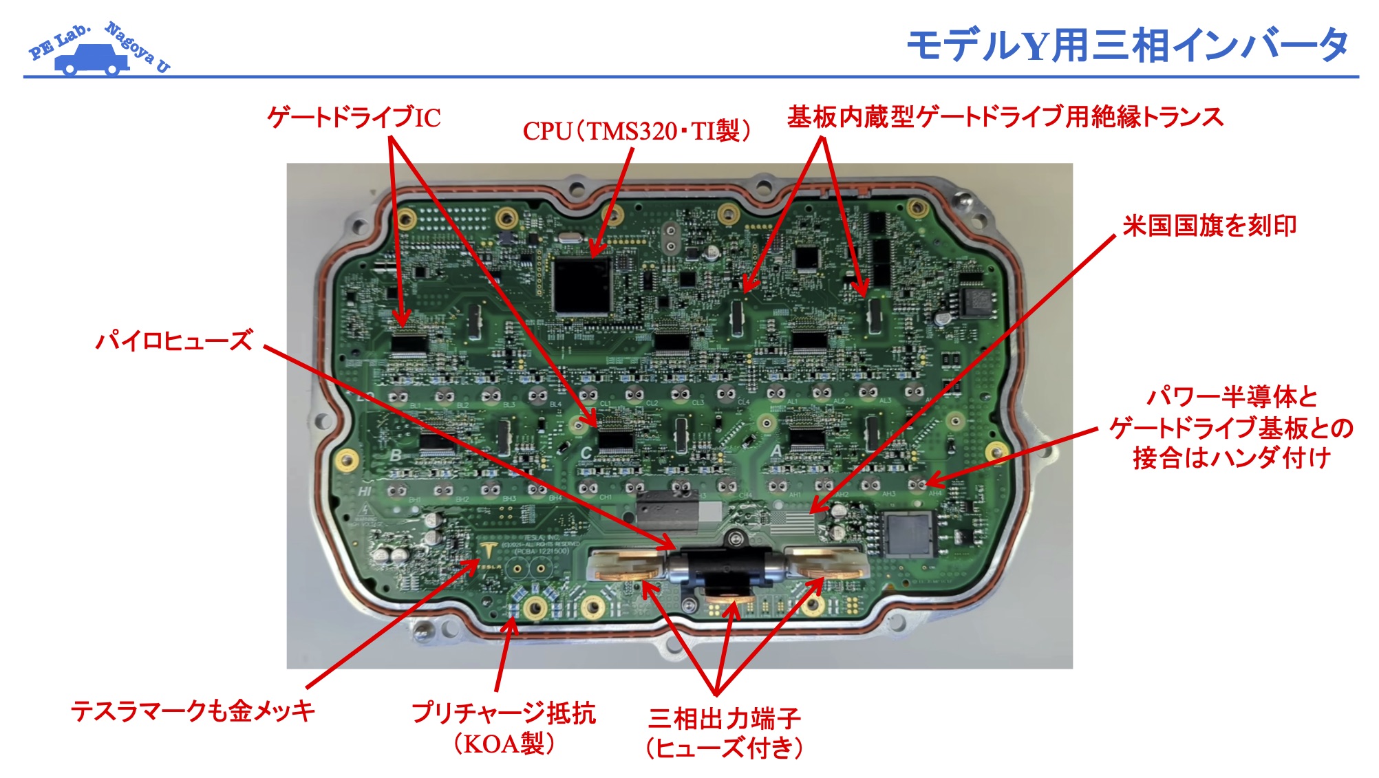 山本 真義 / Masayoshi YAMAMOTO on X: "ご依頼があったのでテスラ・モデルY用インバーターのゲートドライブ回路＋制御基板の情報を掲示。 モデル３用とは基本的に思想は変わらないが大幅な小型軽量化を実現。 SiCパワー半導体とゲートドライブ回路基板との接合をプレス ...