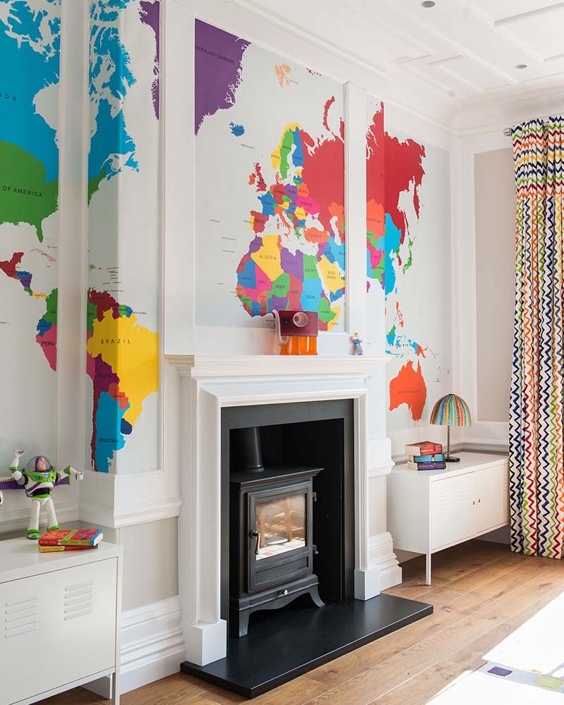 TRENDING 👏 Want to give your walls that extra something? Wallpaper panelling is your GO-TO!

📸 Ann Marie Cousins of AMC Design and photographer, Colin Poole

#wallsauce #wallpapermural #interiordesignideas #wallpaperpanelling #worldmap #interiordesign #kidswallpaper #panelling