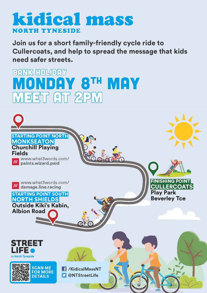 Hello <a href="/CyclingUK_NE/">Cycling UK North East</a> <a href="/SustransNorth/">Sustrans North</a> <a href="/transport_north/">Transport North East</a>! Might you be able to share details of our forthcoming #KidicalMass ride with the children and families in your networks? Thanks! More details here: streetlifentyneside.org.uk/2023/03/04/kid…