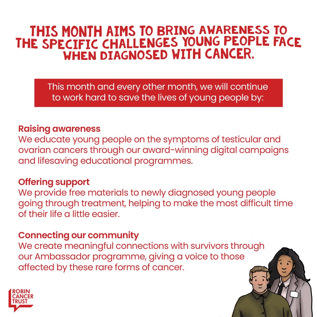 This month, like every other month, we will be continuing to work hard to save the lives of young people and support young people diagnosed with testicular and ovarian cancer ❤

#ovariancancer #testicularcancer #youngadultcancer #teenageandyoungadultcancerawarenessmonth