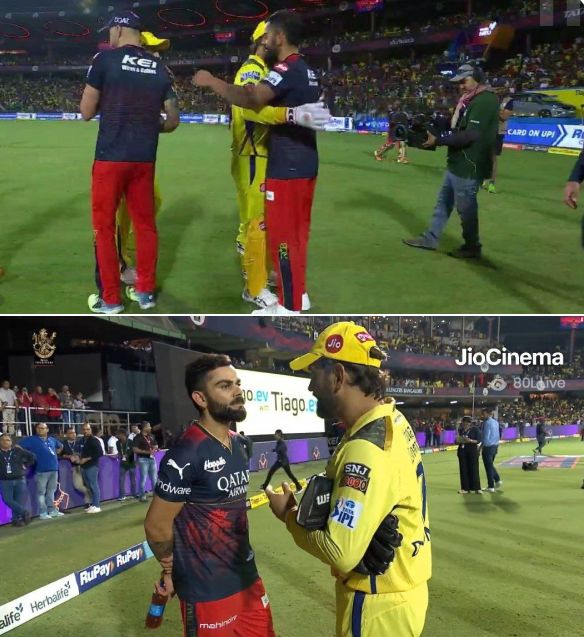 Jagann333's tweet photo. Best picture on internet today 😍

#CSKVSRCB #RCBvsCSK #TATAIPL2023 #Mahirat https://t.co/Qu1o9LCGaU