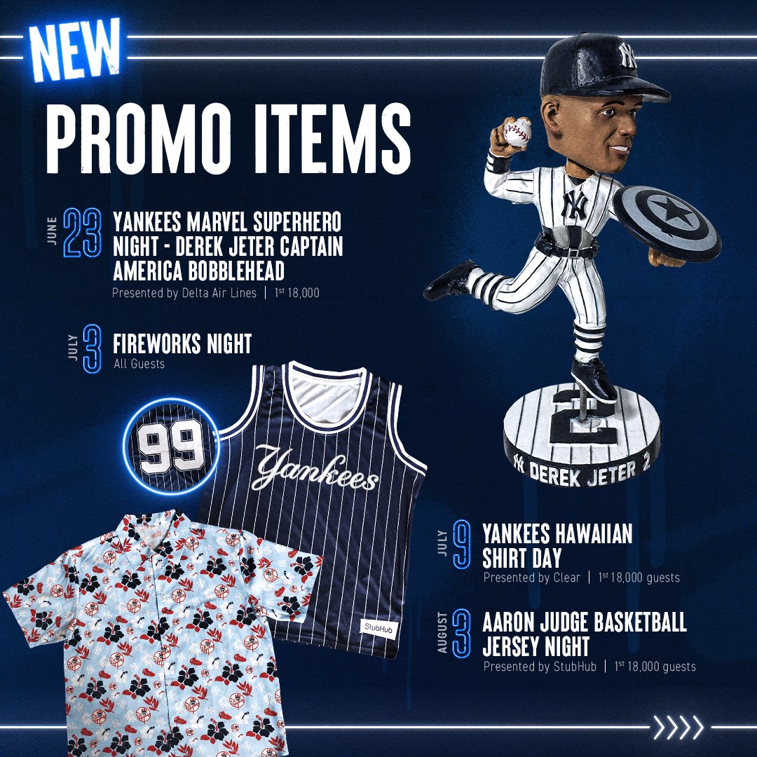 New York Yankees on Twitter: "We've got 8 new promotions on deck including:  • Fireworks Night • Aaron Judge Basketball Jersey Night • Harry Potter Day  • Roger Maris Bobblehead Day (Part