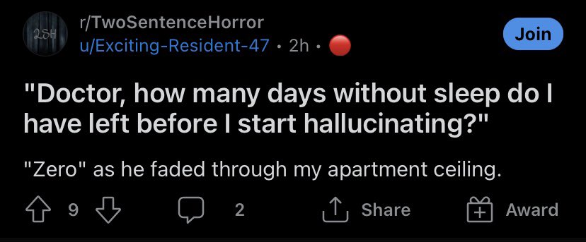 Bad 2 Sentence Horror tweet media