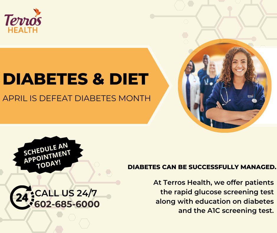 Learn how to reduce your risk at Terros! 😀

#defeatdiabetes