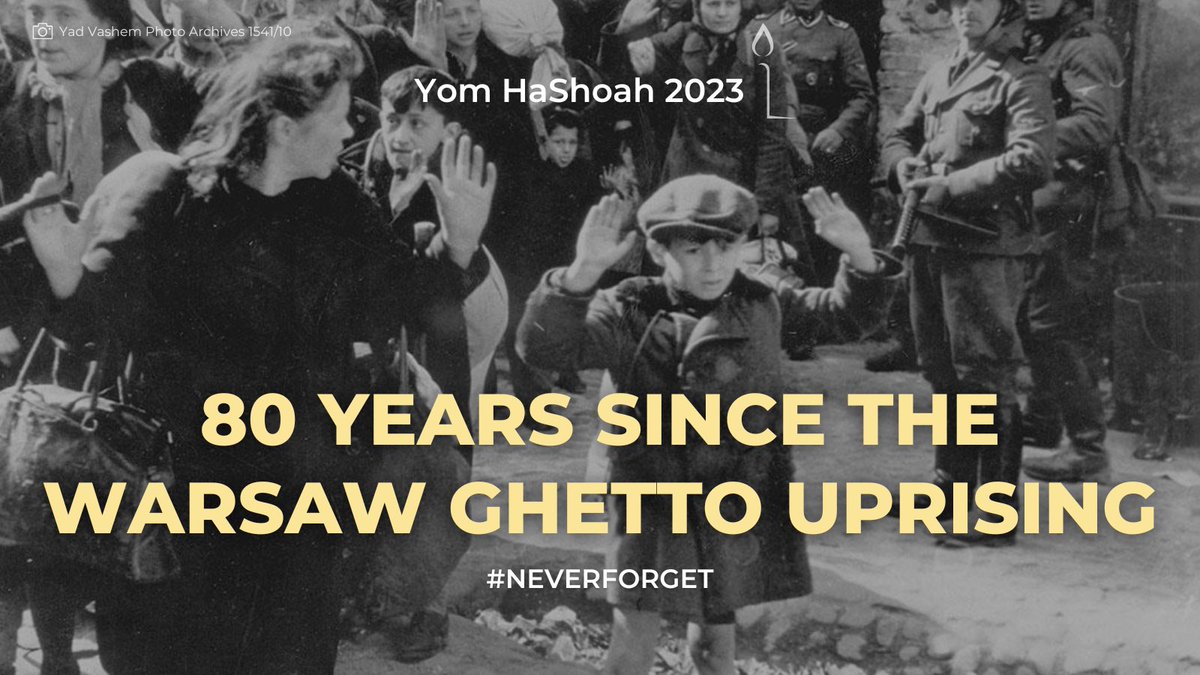 This Yom Hashoah (Israel's Holocaust Remembrance Day) marks 80 years since the #WarsawGhettoUprising.
 
We remember and honor the brave Jewish men and women who rose up against their Nazi captors in a heroic act of resistance.
 
May their memory be a blessing. 
#NeverForget