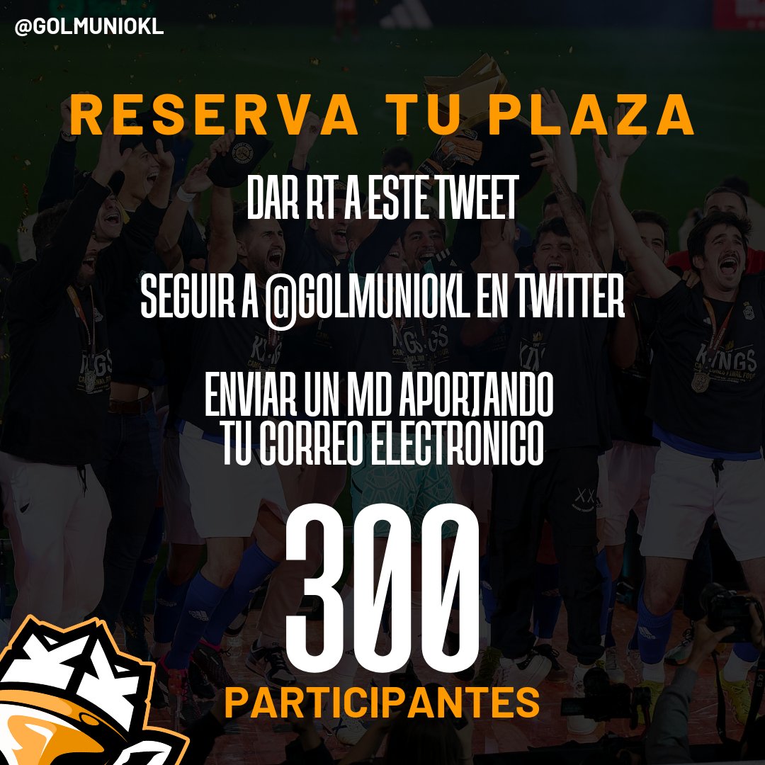 LigasGolmunio's tweet photo. 🎫 | ¿Cómo puedo RESERVAR una plaza?

◾ Da RT a este tweet.
◾ Sigue a @GolmunioKL en Twitter.
◾ Manda un MD a @GolmunioKL aportando tu correo electrónico para recibir el enlace.

🚨 | RECUERDA que no se comenzará hasta el próximo 25 de Abril reiniciado todas las ligas. https://t.co/SLDrTq5owh