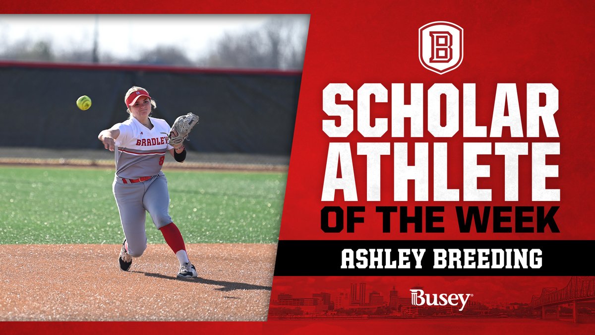 BradleyBraves's tweet image. Ashley Breeding of @BradleySoftball has been named the Busey Bank Scholar-Athlete of the Week!

In the bottom of the fourth inning against Valparaiso, Breeding drove in the game-winning run with a triple.