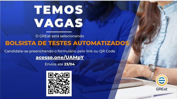 GREat_UFC's tweet photo. O GREat - Grupo de Redes de Computadores, Engenharia de Software e Sistemas está com VAGA para Bolsista de Testes Automatizados!

Link para candidaturas: https://t.co/ID9c1Upfmi

Data limite para se candidatar: 23/04/2023 📆

Vem trabalhar com a gente!🚀 https://t.co/OW6lDJxJS8
