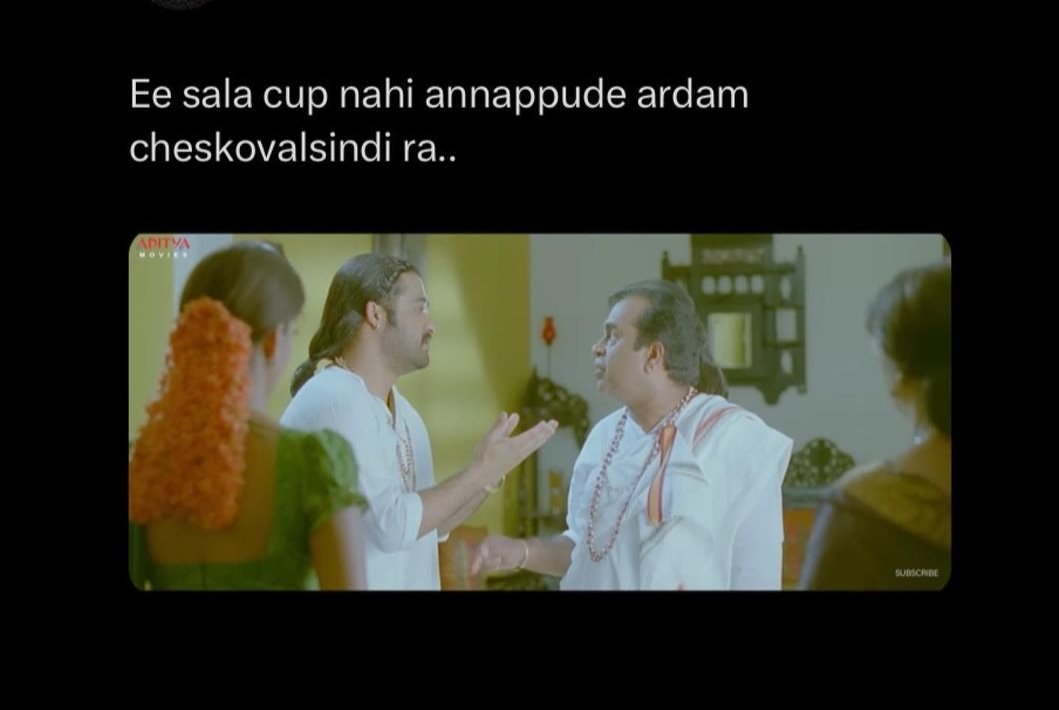 adiVarshith1's tweet photo. Ee sala cup nahi annappude ardam chesukovalsindhi😂🤣
#IPL2023 #CSKVSRCB https://t.co/1gax0sgo52