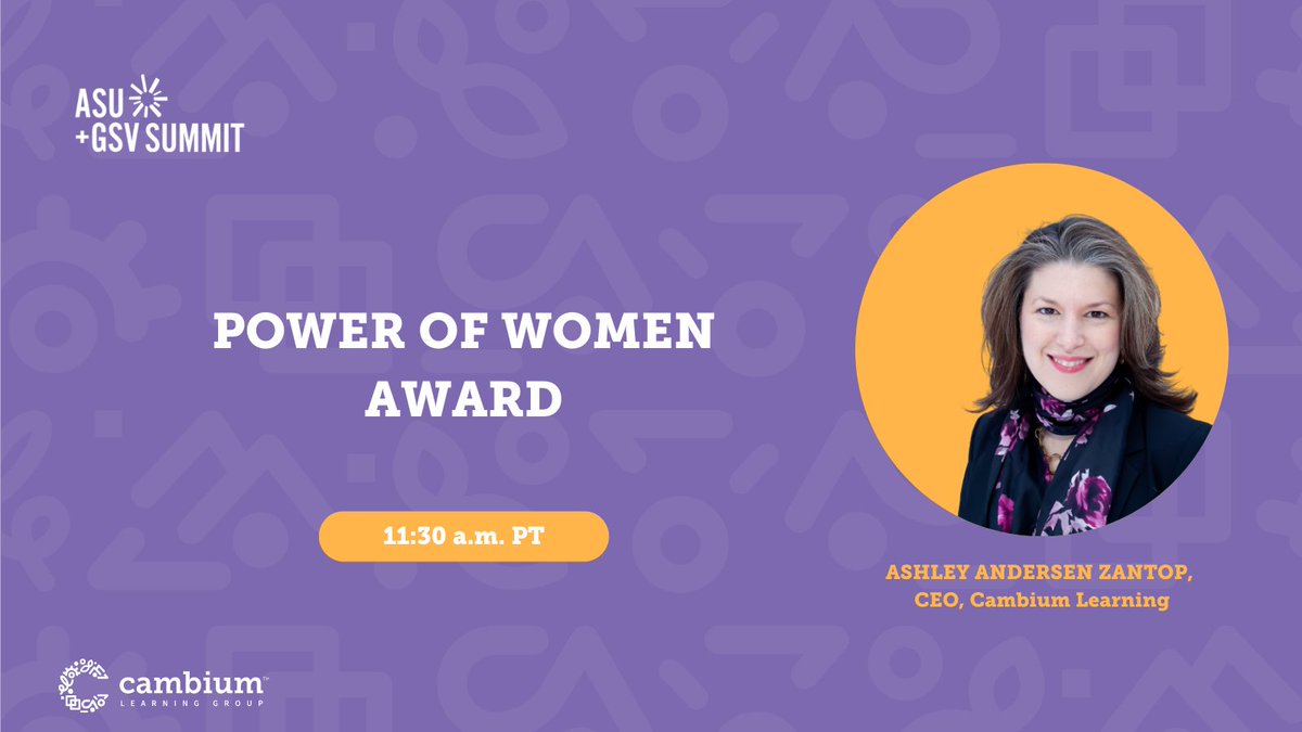 cambiumlearning's tweet photo. We’re honoring the women in #edtech that are creating equitable opportunities in education 🏫

Celebrate our CEO, @andersenzantopa, and the other winners of @asugsvsummit Power of Women Awards with our COO, Kemi Akinsanya-Rose, at 11:30 a.m. PT.

Tune in:
https://t.co/ILFXMLMXlL https://t.co/pFlTHpyNTU