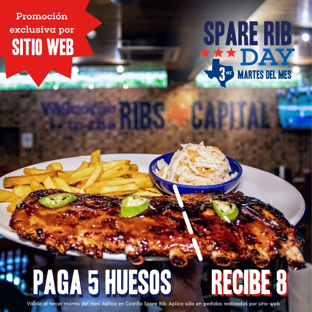 ¡MAÑANA entra a nuestro sitio web y serás feliz con esta promo! 🤩 ribs.mx/pide-aqui