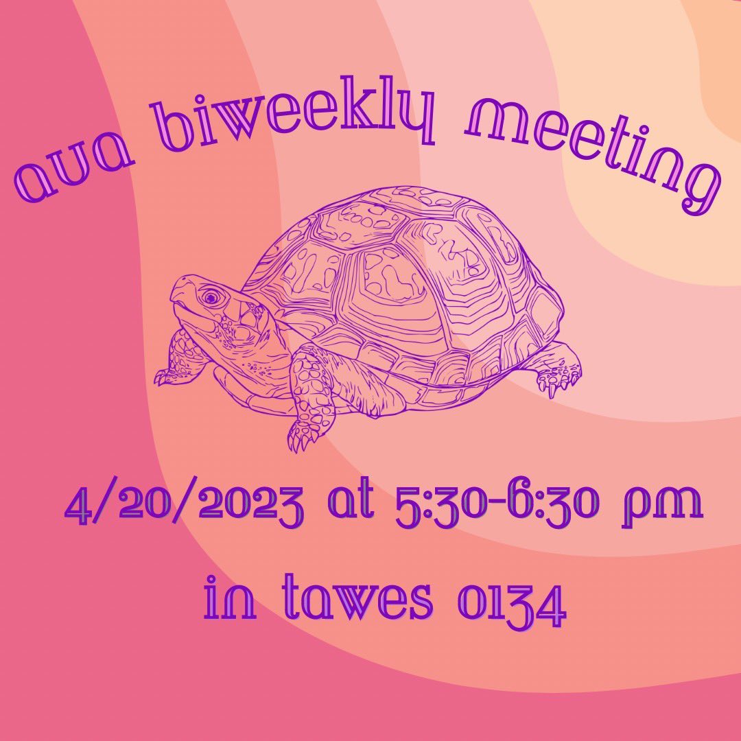 Greetings. The next American Studies Undergraduate Association (AUA) meeting will take place on Thursday, April 20th, at 5:30pm, in 0134 Tawes. Everyone is welcome.