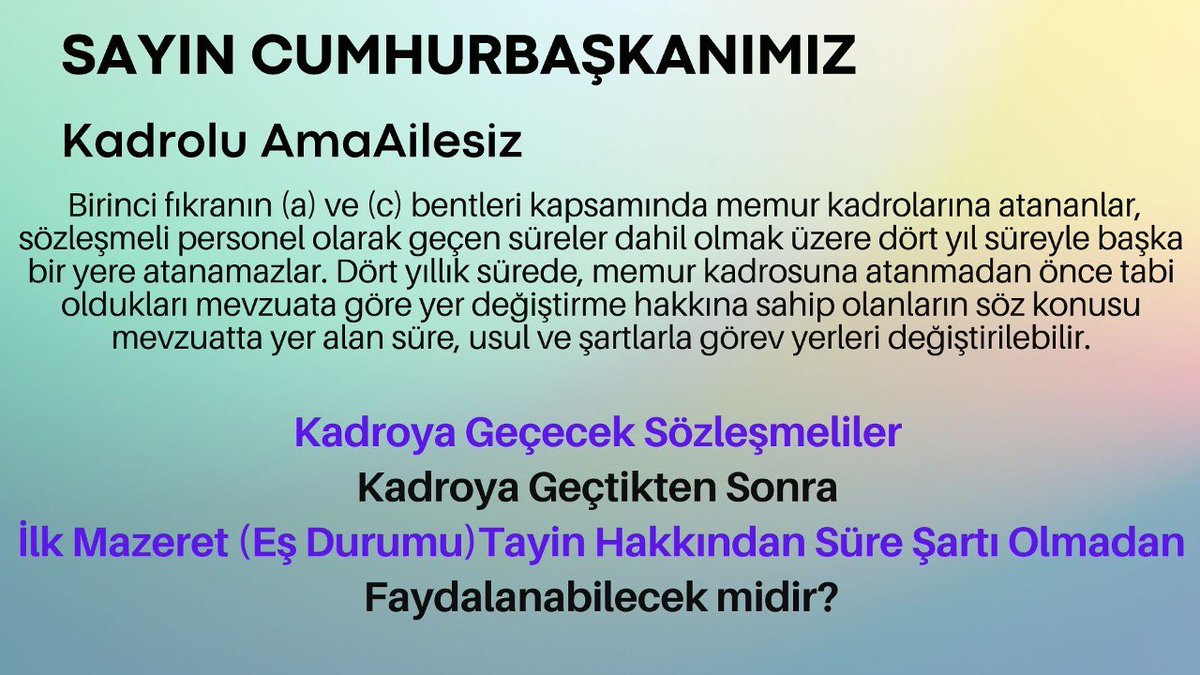 esdurumu411370's tweet photo. Kadroya geçenler HALA eş durumu tayini bekliyoruz 

Kadrolu AmaAilesiz https://t.co/N5YPPWgjXT