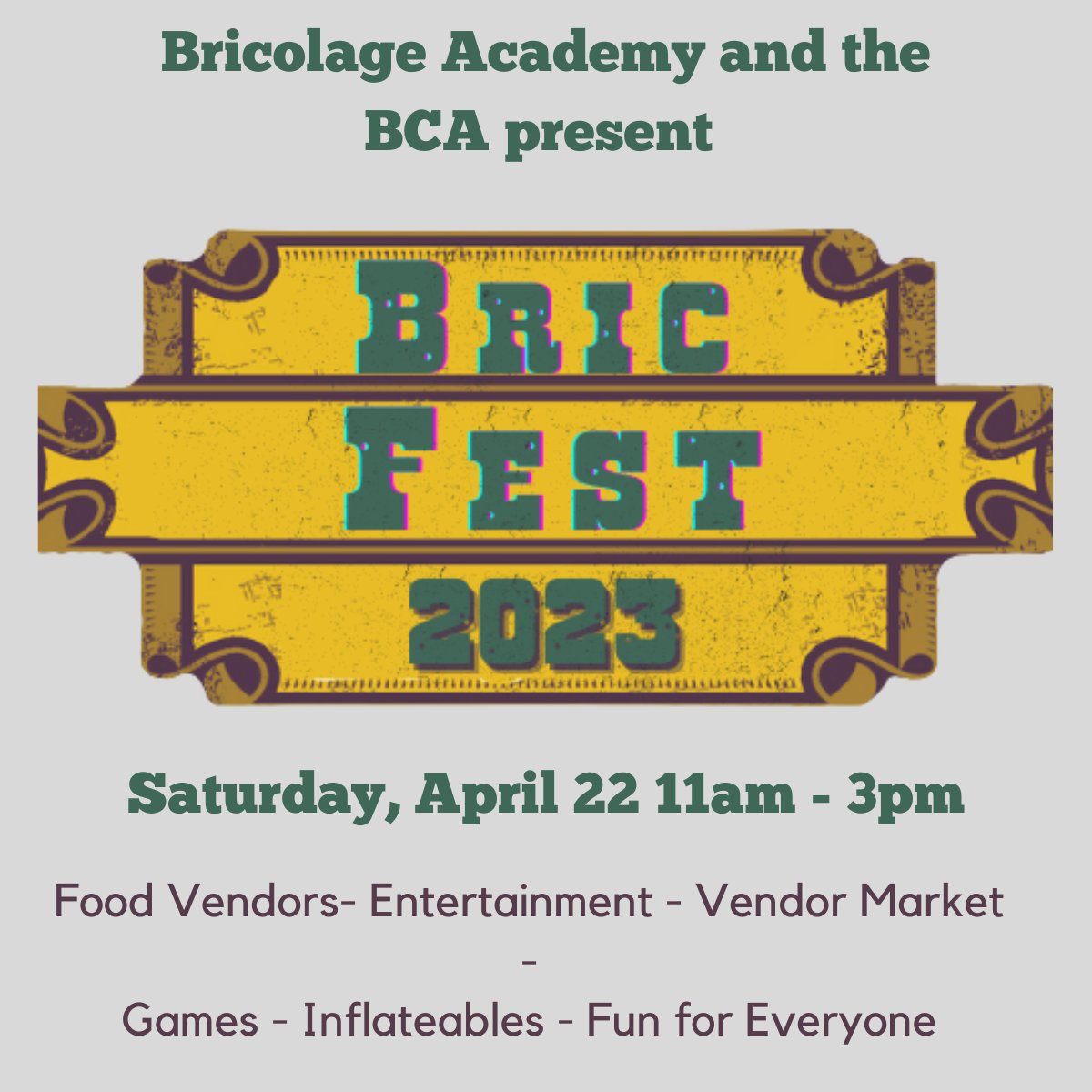 We can't wait to see you this Saturday for Bric Fest!!