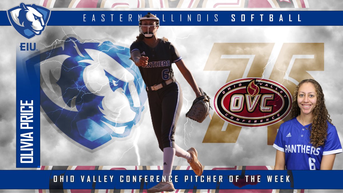 Olivia Price from <a href="/EIU_Softball/">Eastern Illinois Softball</a> was named the <a href="/OVCSports/">Ohio Valley Conference</a> Pitcher of the Week for the second time this season...

Price was a factor in three of EIU's four wins this week going 2-0 with a save and a 0.62 ERA...

Release 🥎👀⬇️
eiupanthers.com/news/2023/4/17…