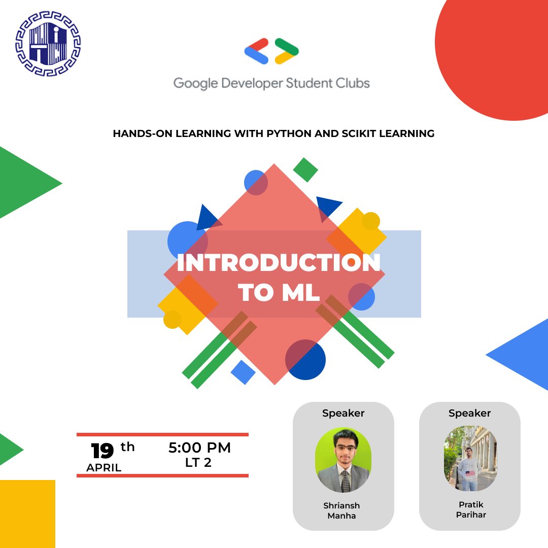 GDSC_NITD's tweet photo. "Unlocking the Future: Empowering Minds with AI &amp; ML Sriyansh Sir's workshop on Artificial Intelligence and Machine Learning will beban enlightening experience.

 The Event will be held in LT2 Mini campus, NIT Delhi at 5pm #AI #ML #Workshop #EmpoweringMinds https://t.co/jiV7EJoOfs