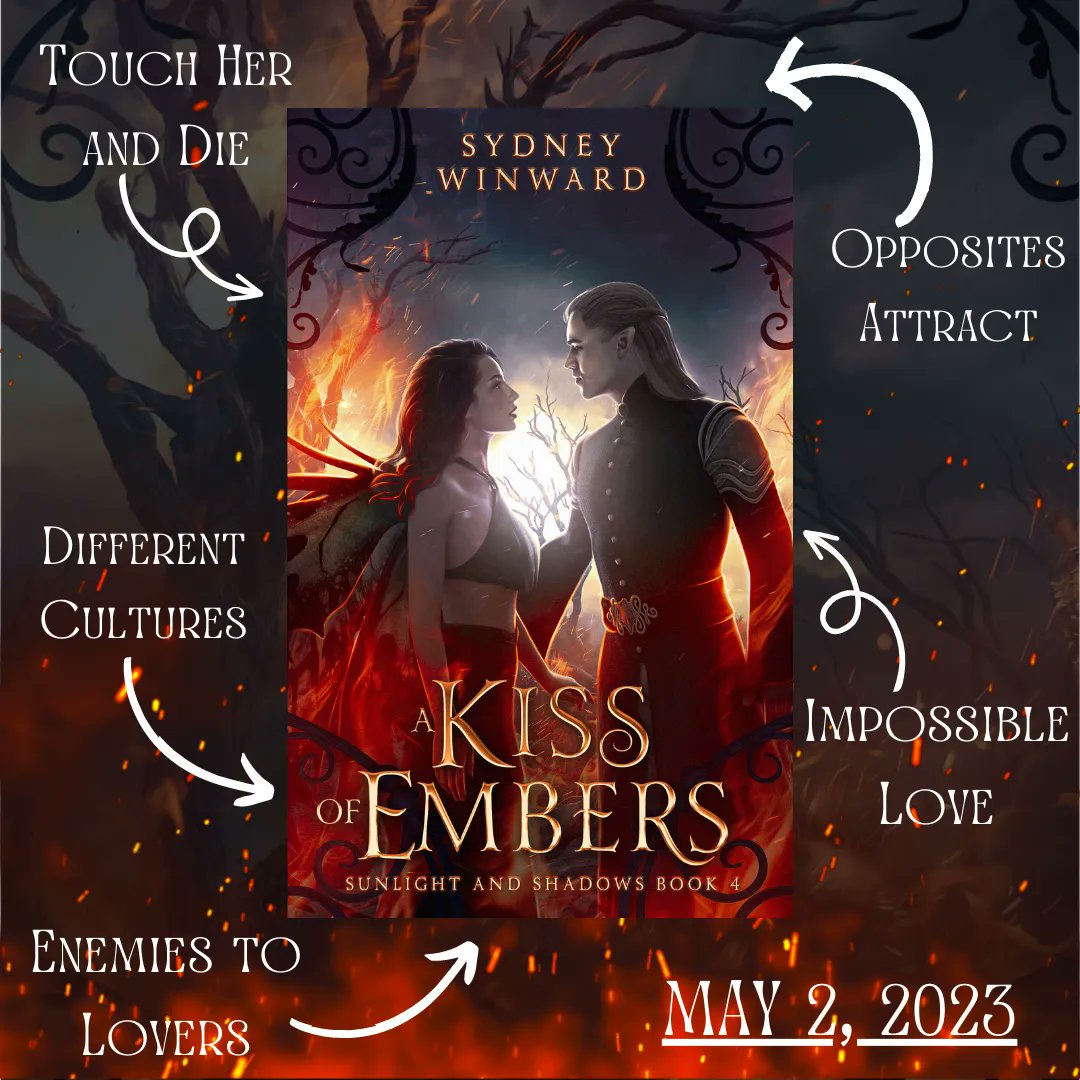 Remember the snarky, sassy brother from book three? Yeah! He has his own story in book 4, A Kiss of Embers! Bastien is on my top five favorite male characters I've written, and I just adore him ❤️
amazon.com/Kiss-Embers-En…

#preorder #faeromance #fantasyromance #paranormalromance