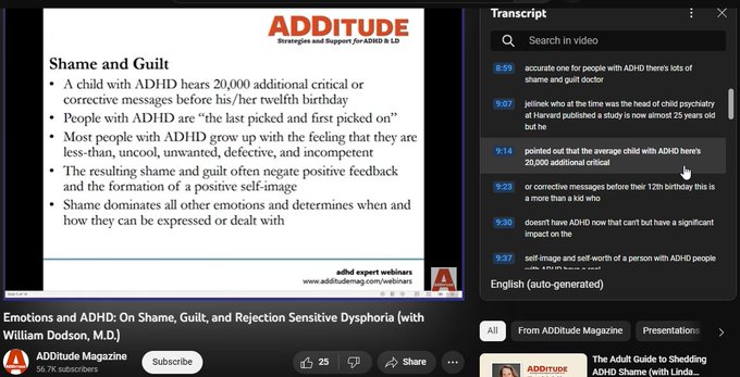 3,477 views  11 Nov 2022
In this ADDitude webinar titled “Emotions and ADHD: What Clinicians Need to Know for Accurate Diagnosis,” William Dodson, M.D., discusses:

1. How to distinguish bipolar disorder and depression from the emotional challenges of ADHD
2. How rejection sensitive dysphoria (RSD) causes many with ADHD to become life-long people pleasers or to avoid taking risks
3. What medications are used to treat RSD
4. How clinicians should talk to patients with ADHD about their emotional challenges
5. How patients should talk to doctors about their emotional challenges

Get the slides associated with this webinar here: https://www.additudemag.com/webinar/a...

3:14 Diagnostic Criteria 
7:32 Overreaction
9:00 Shame and Guilt
11:12 Rejection Sensitive Dysphoria 
16:15 Impact and Impairments of RSD
18:56 Treatment of RSD
20:21 Alpha agonists
22:42 MAOI’s
27:00 Q&A