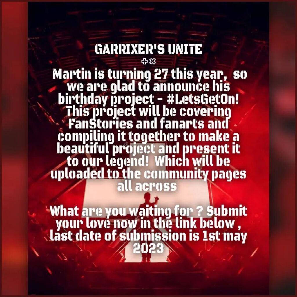 garrixersarena's tweet photo. #PlusXTimes and @itsmartingarrixedits gladly announce our project for Martins birthday! - #LetsGetOn!
Intrested to collaborate for our project? Then DM us or links are provided in our profile! Make sure that the entries reach us on or before 1st May 2023!
Having any idea… https://t.co/j6a1hY2huI