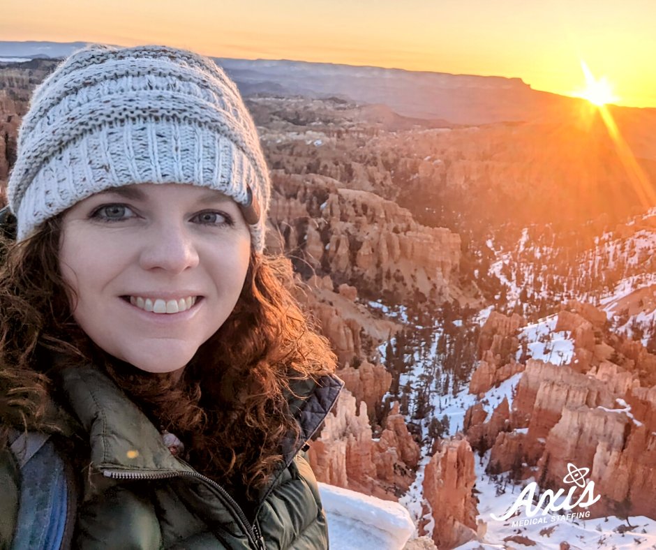 AxisMedStaffing's tweet image. 🏞️Over the weekend, Charity, our Director of Recruitment, felt on top of the world! She hiked the breathtaking trails of #BryceCanyon and soaked up the sunrise views of the red rock formations.

📷This could be you during your next #axisrockstars travel gig! #travelnurse