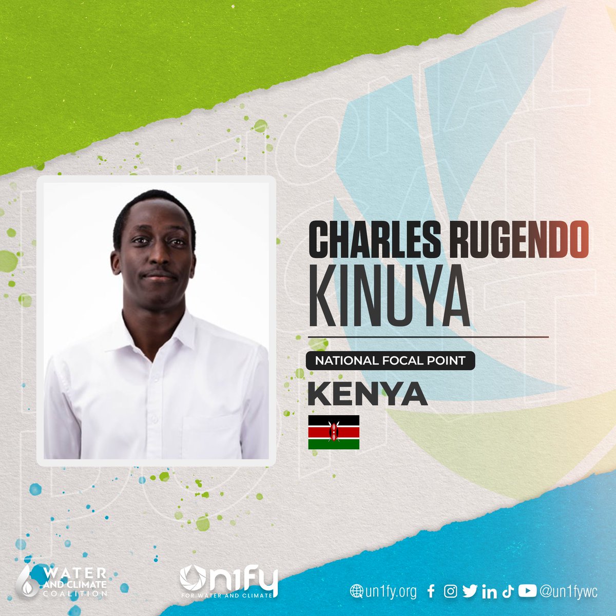 Introducing our National Focal Points for Kenya, Dianah Sayi Mugalizi and Charles Rugendo Kinyua. Are you from Kenya and willing to advocate for water and climate? You can reach them via email at kenya@un1fy.org #un2023waterconference #wateraction #youthadvocates #un1fywc