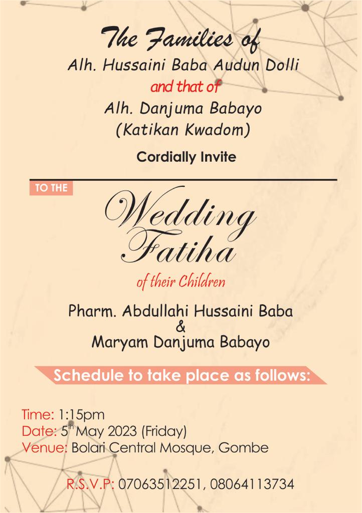 pharmabdoul's tweet photo. Assalam Alaikum 
please Consider this as formal invitation. We solicit for your prayers for it to be a successful one. Thank you. https://t.co/gs6u90qMjR