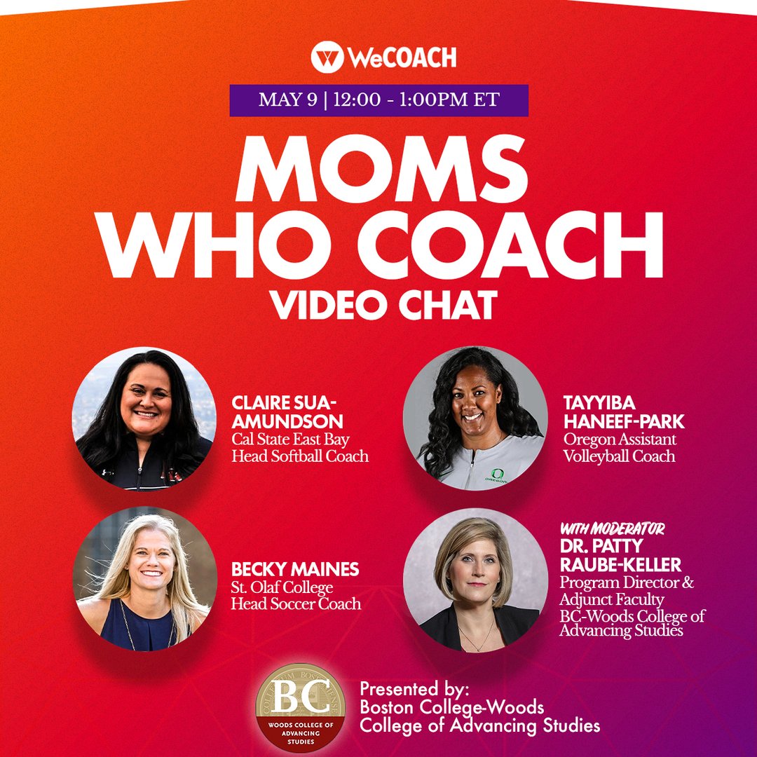 Are you a Mom who coaches or do you have a Mom on your coaching staff? 

Join us for our Video Chat featuring a dynamic panel of Moms Who Coach! We'll be discussing the balancing act of coaching &amp; raising children.

MAY 9 |12:00 – 1:00 PM ET
Register Here: bit.ly/41ch9tQ