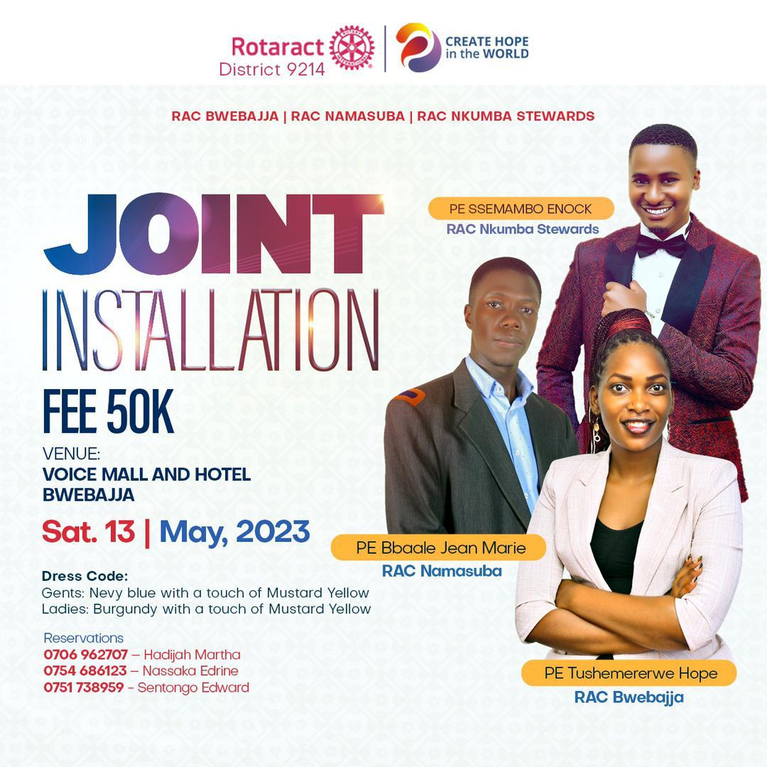 nkumbastewards's tweet photo. Hello comrades! Grab your tickets at only ugx 50.000 and don't forget to save the date 13/may/2023 it will be a Saturday.
#7thinstallationcelebrations
#Jointinstallation23
#RotaryD9214
#Rotarynkumba https://t.co/gDKYMc3KZr