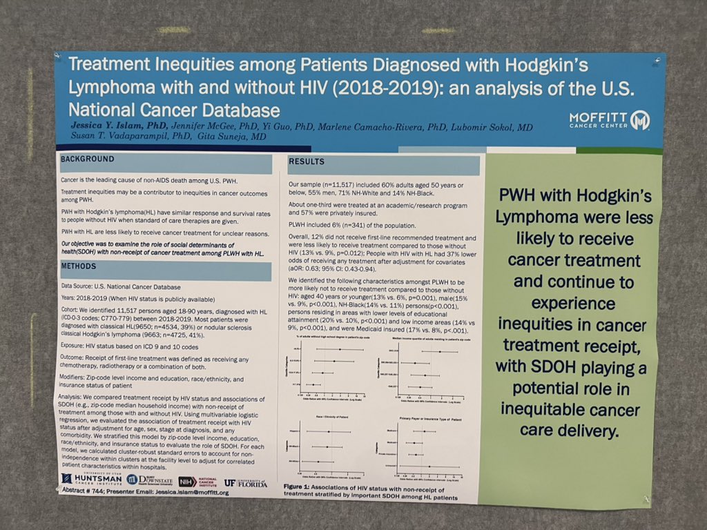 Thank you for the opportunity to chat with you @OncLive ! Watch me quickly chat about one of my @AACR posters evaluating the role of SDOH in treatment inequities among Hodgkin lymphoma patients with HIV. 
#AACR2023 #HIVOnc  
@MoffittNews