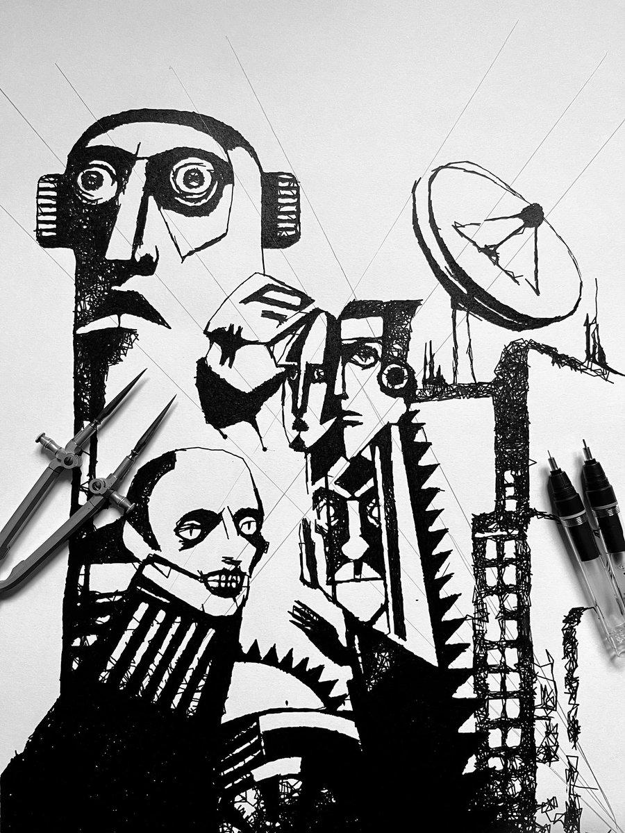Xer0x_XYZ's tweet photo. Clockwork Metropolis (Ink on Paper) https://t.co/lwG0Ej8Je0