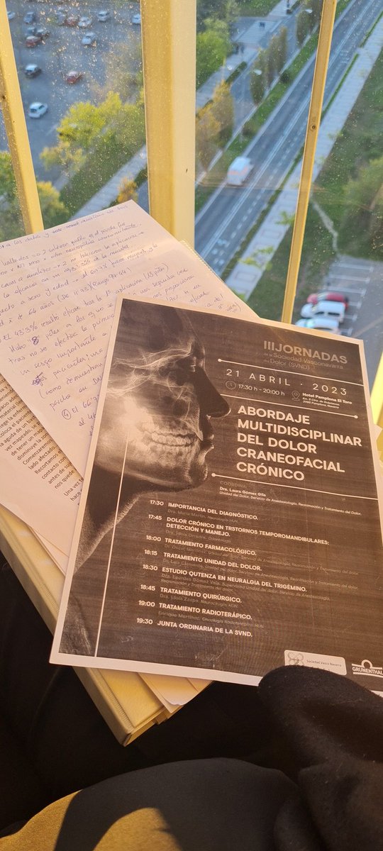 lourdesgvela's tweet image. Revisando las notas para mi participación en las III JORNADAS VASCONAVARRAS del DOLOR #SVND este 21 de Abril en el #hotelpamplonaeltoro ABORDAJE MULTIDISCIPLINAR DEL DOLOR CRANEOFACIAL CRÓNICO!! #dolorcronico #neuralgiadeltrigemino