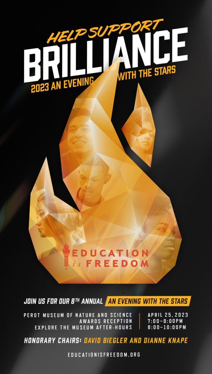 Wondering how you can support Education Is Freedom's <a href="/EIFdotorg/">Education is Freedom</a> Scholars? Go to EducationIsFreedom.org and donate to our upcoming Evening With The Stars event. <a href="/PerotMuseum/">Perot Museum</a> on April 25, ALL 120 EIF Scholars will receive a scholarship! #WonderingWednesday #EIFCares