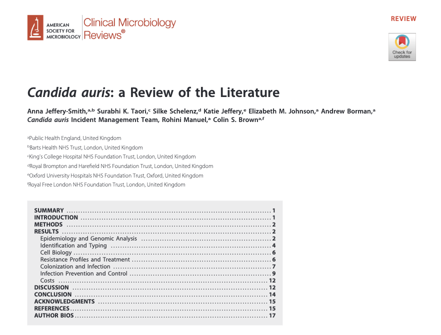 TakaMatsuo_ID's tweet photo. 【Candida auris】Key review article #1

✍️Candida auris: a Review of the Literature
✍️Clin Microbiol Rev 2017 🇬🇧

👉https://t.co/zJfifiWuJ5 https://t.co/45v5nNKH8K